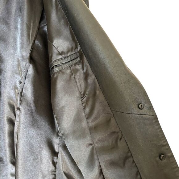 Montone Collection Vera Pelle Leather Black Shirt Blazer Jacket Size L - Picture 9 of 9